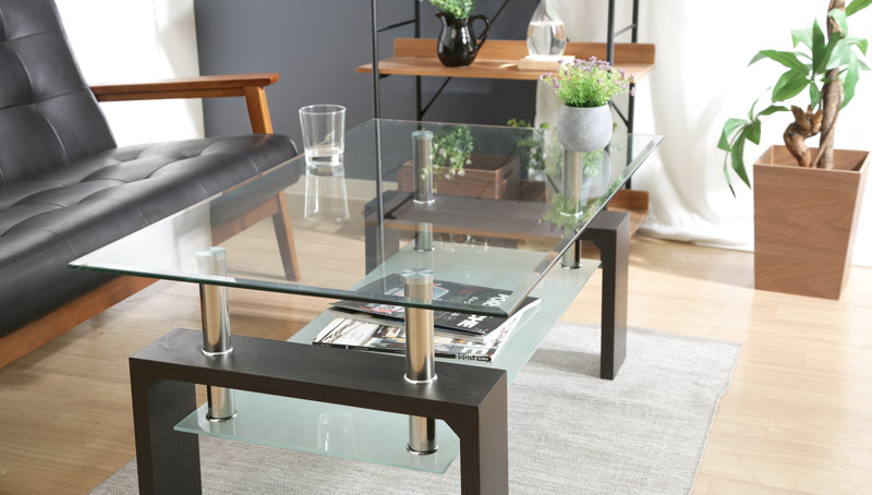 値下げ‼️センター  テーブル フォーカス 強化ガラス天板